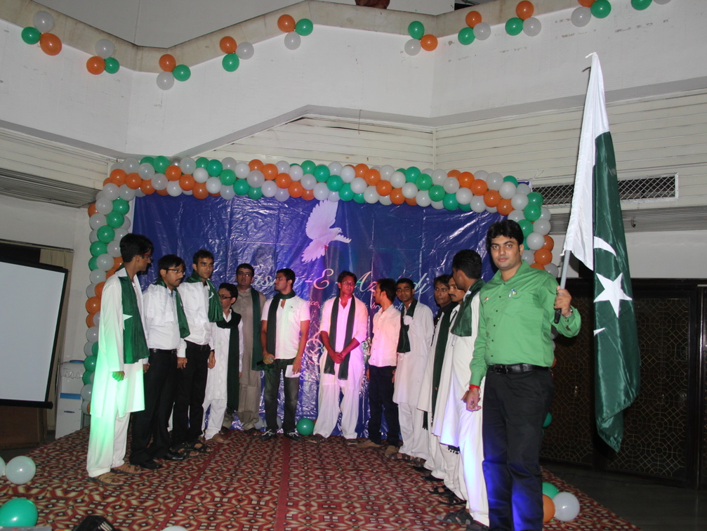 Students celebrating the Independence Day of India & Pakistan jointly