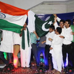 Students celebrating the Independence Day of India & Pakistan jointly