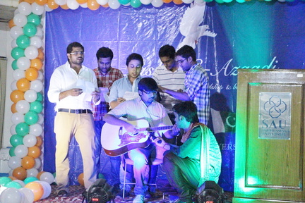Students celebrating the Independence Day of India & Pakistan jointly