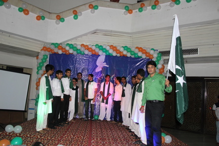 Students celebrating the Independence Day of India & Pakistan jointly