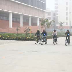 Endeavoring towards a greener future, five students of South Asian University embarked today on a 160 km cycling expedition to the Central University of Haryana...